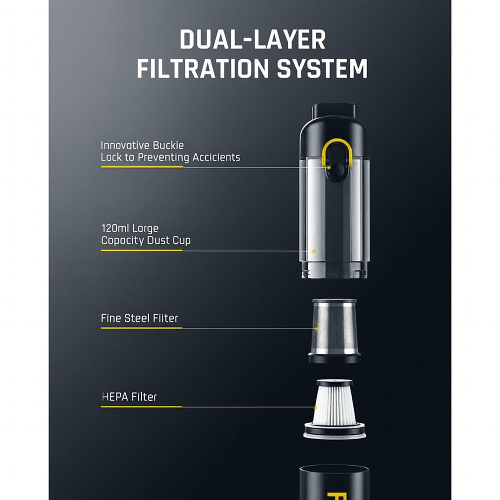 PORTABLE MINI VACUUM CLEANER 12000PA WITH FAST CHARGING