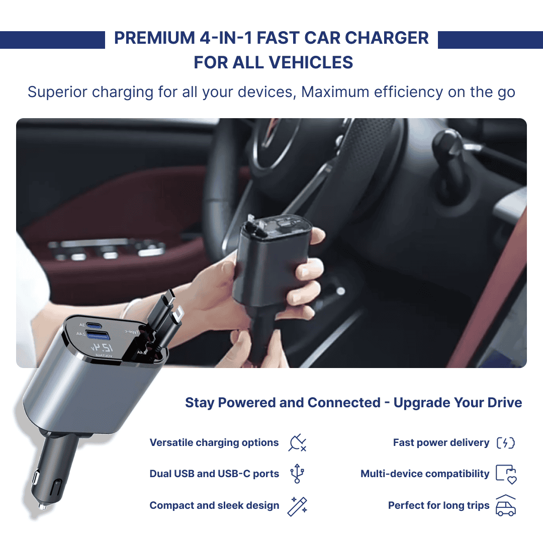PowerProTM 4-in-1 Car charger Adapter