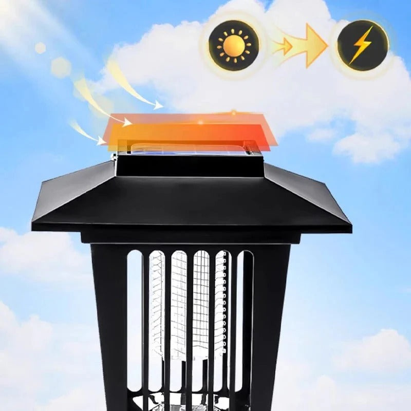 Solar-powered outdoor insect zapper
