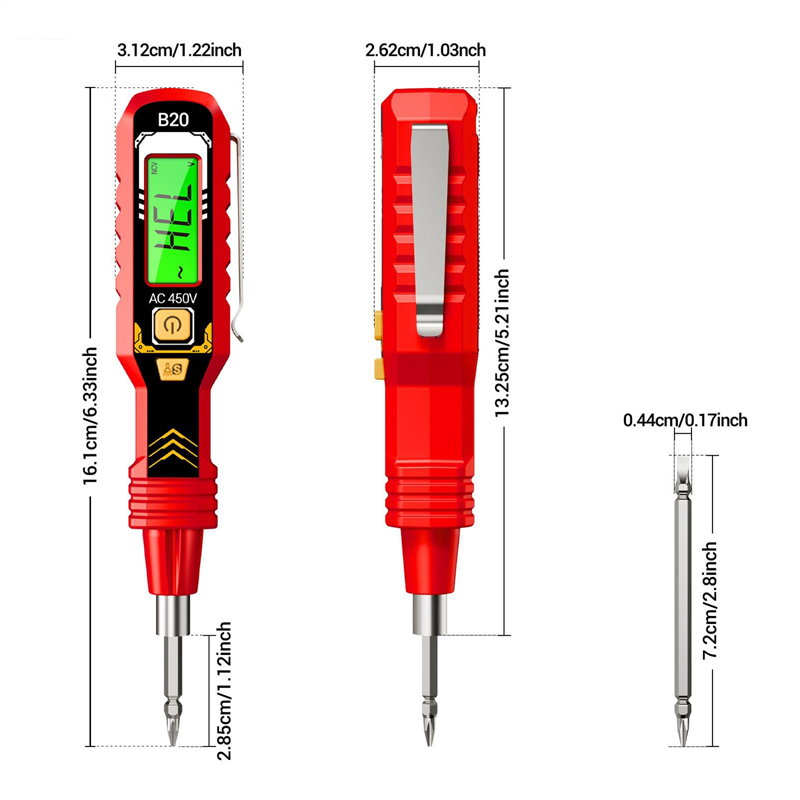 Non-contact voltage tester with LCD display