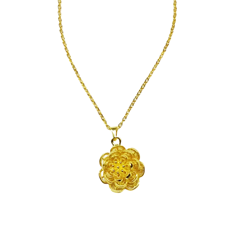 Elegant gold flower pendant necklace
