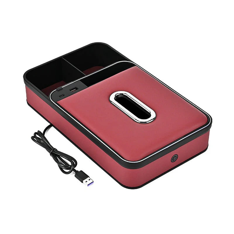 Armrest storage box with LED ambient lighting