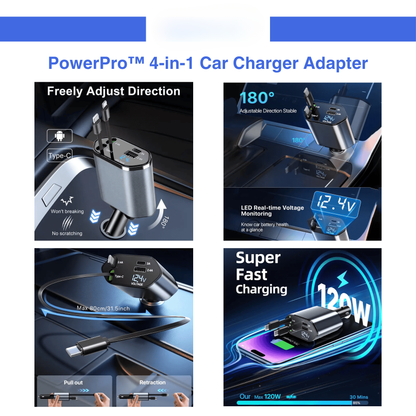 PowerProTM 4-in-1 Car charger Adapter