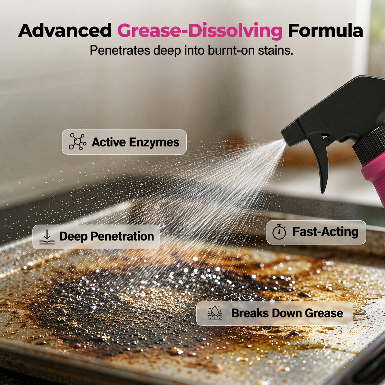 Powerful degreasing spray