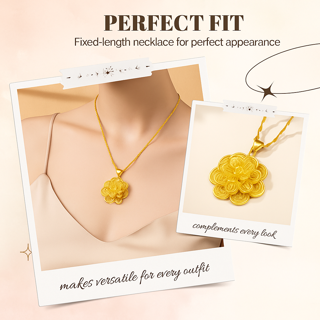 Elegant gold flower pendant necklace