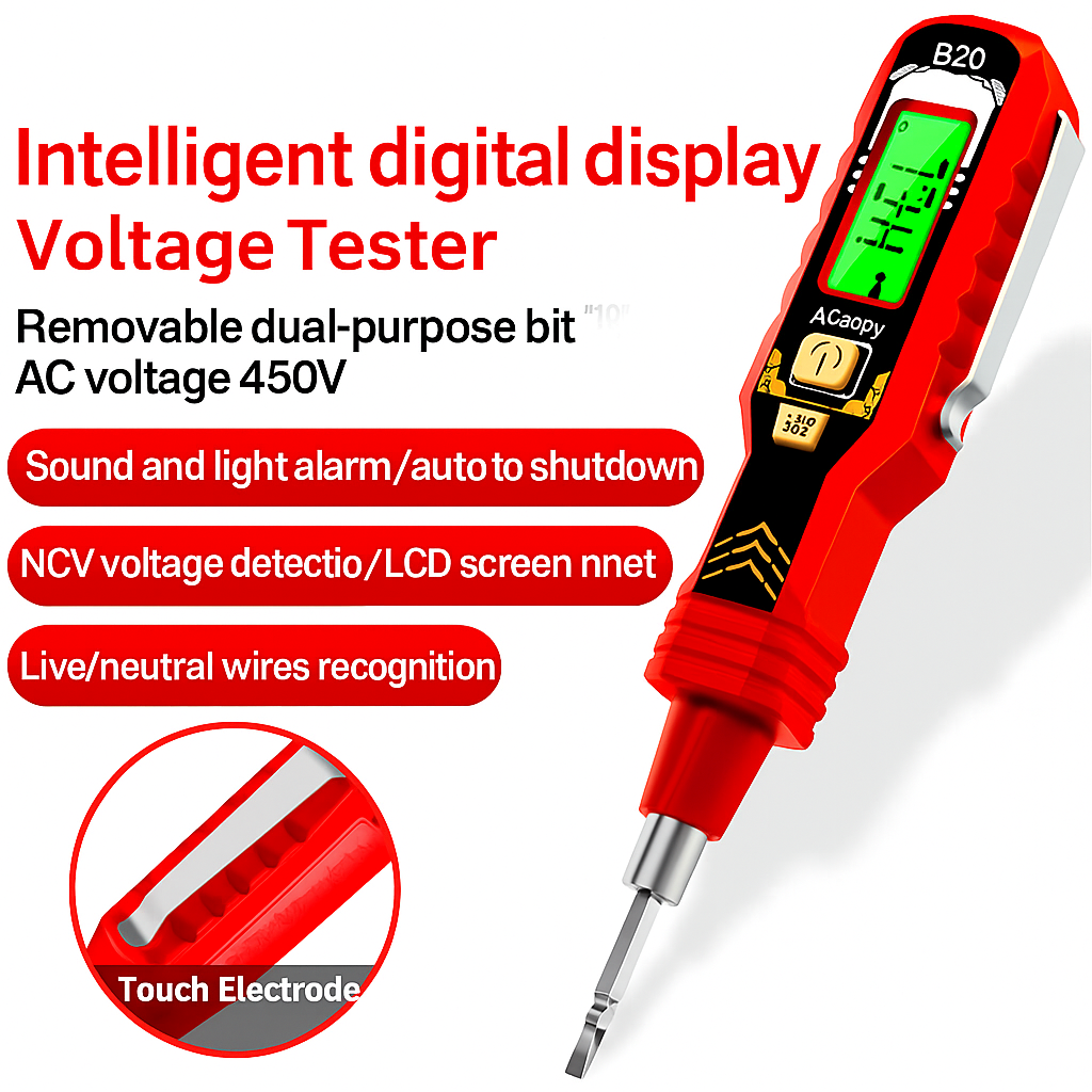 Non-contact voltage tester with LCD display