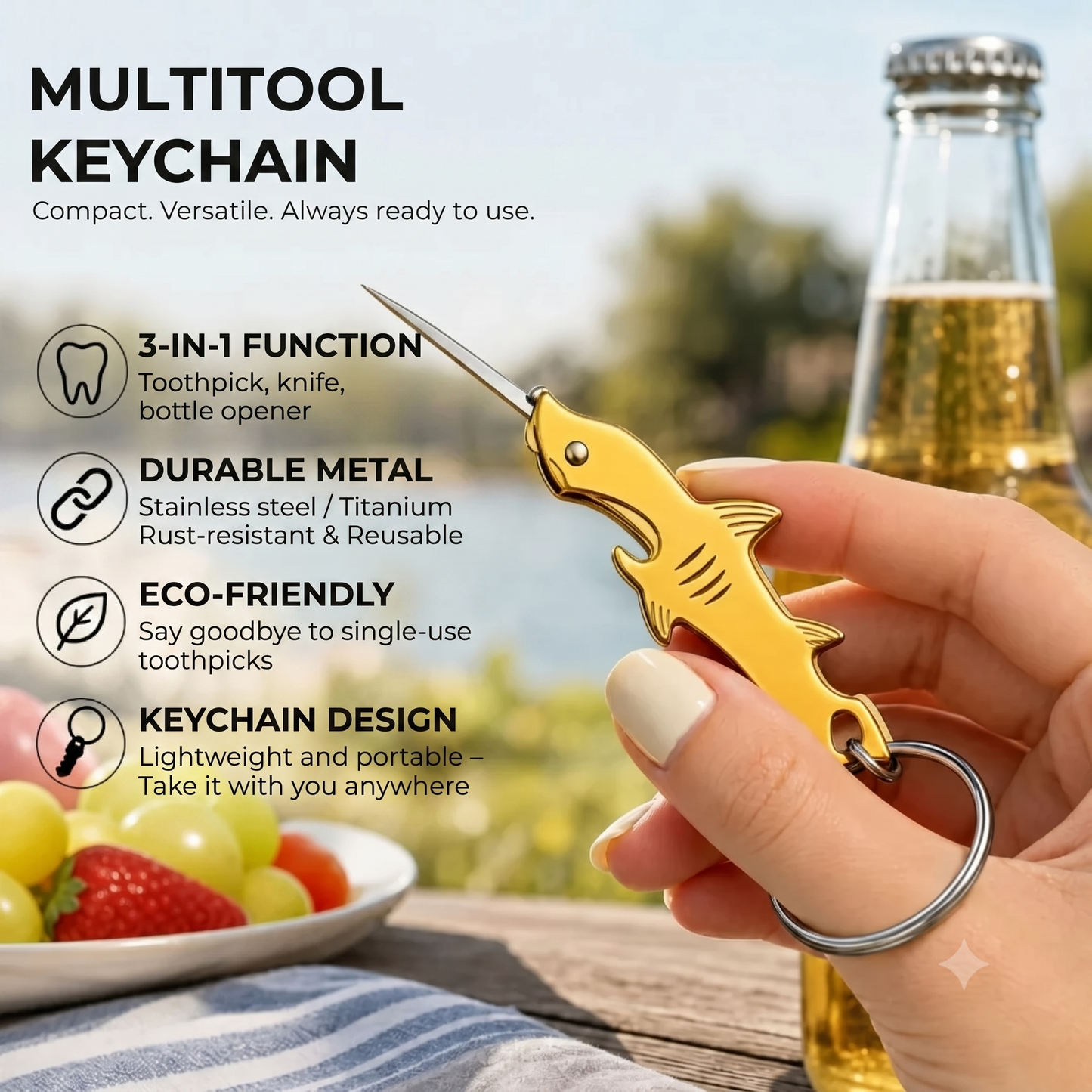 Shark 3-in-1 keychain multitool