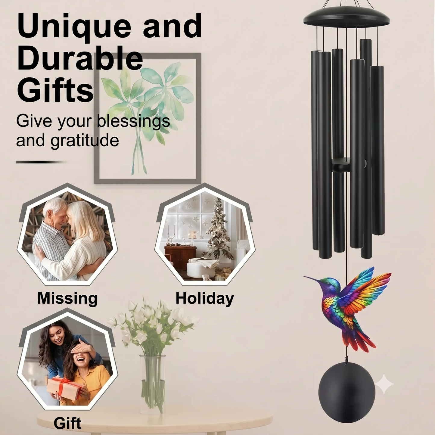 Vintage metal memorial wind chime for the garden