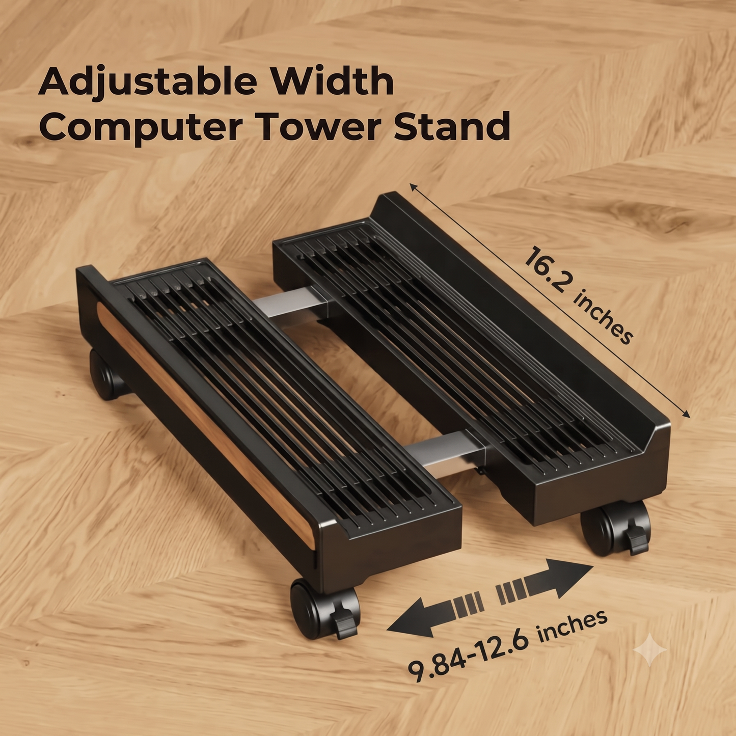 Adjustable computer stand on wheels