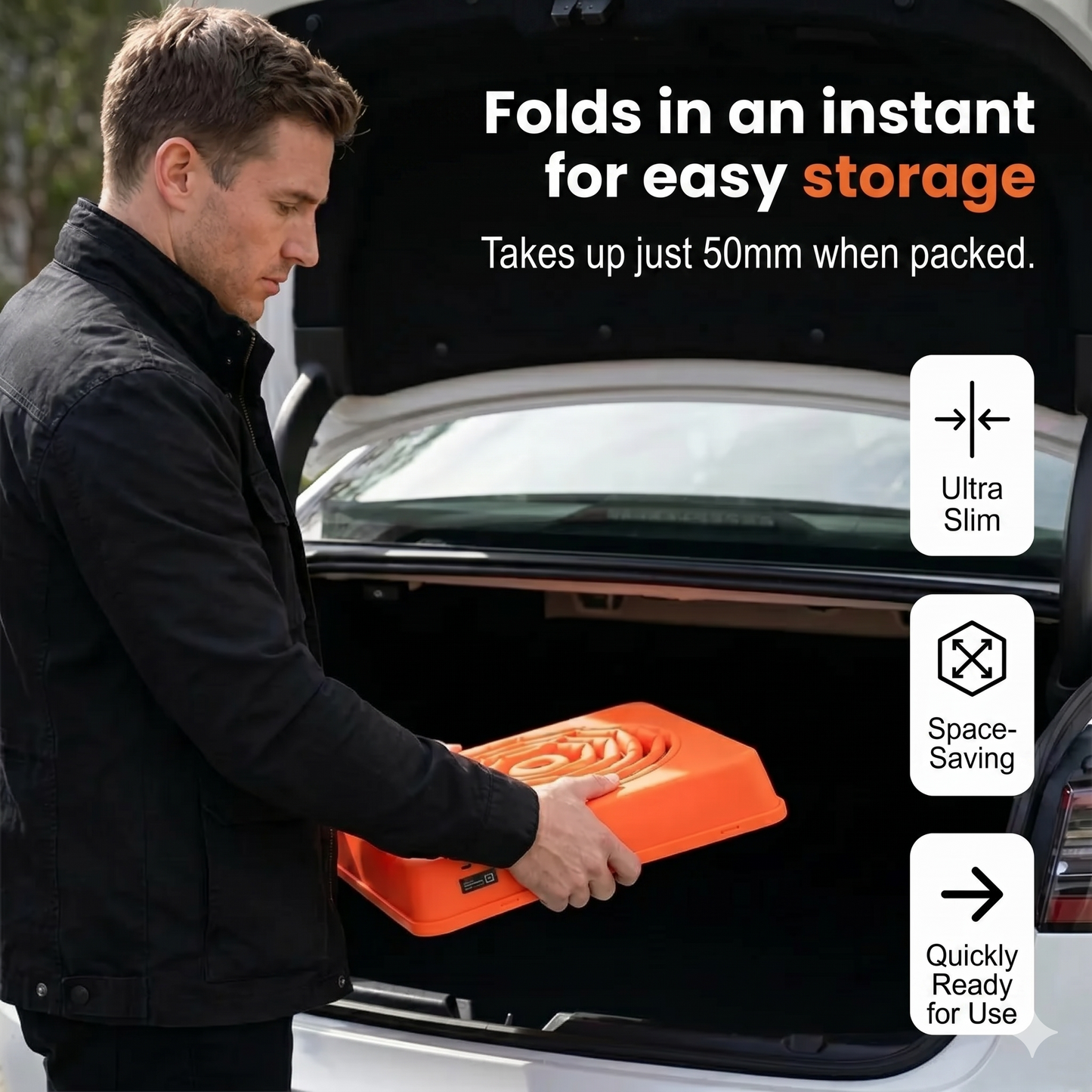 Collapsible reflective traffic cone made of high-quality and water-resistant Oxford fabric