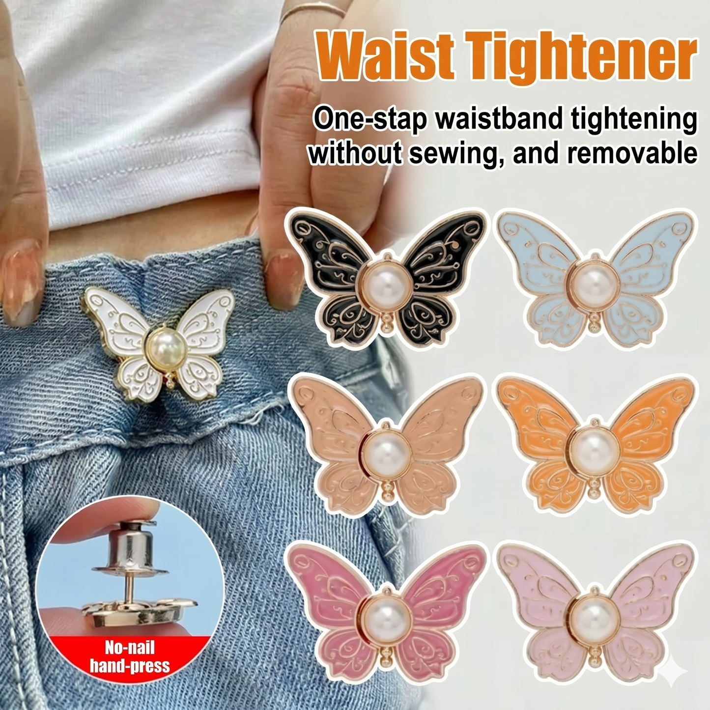 No more sagging pants! Removable butterfly buckle