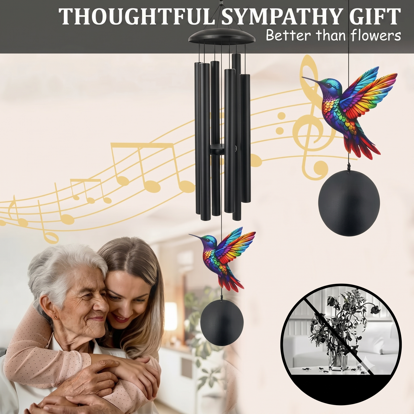 Vintage metal memorial wind chime for the garden