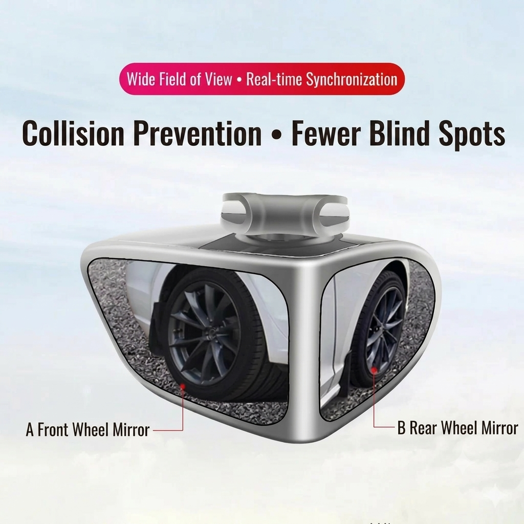 Double-lens mirror with 360° adjustable blind spot view
