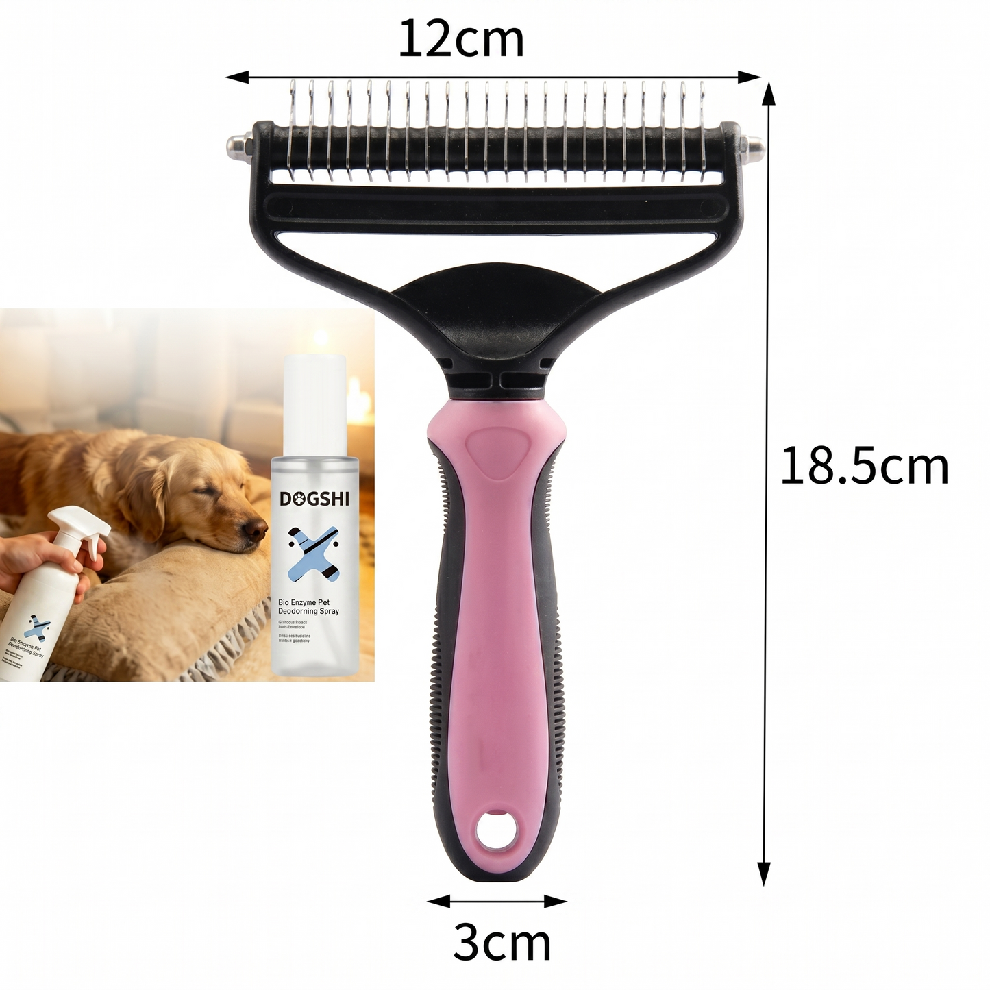 Double-sided pet hair removal brush