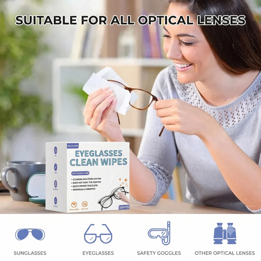 Anti-fog cleaning wipes for glasses (100 pieces)