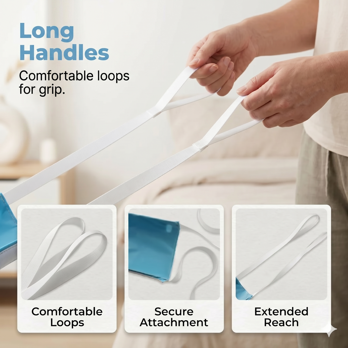 No-bend sock aid with pull loops