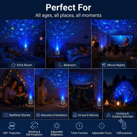 OceanWave ocean projector with rotating LED lighting