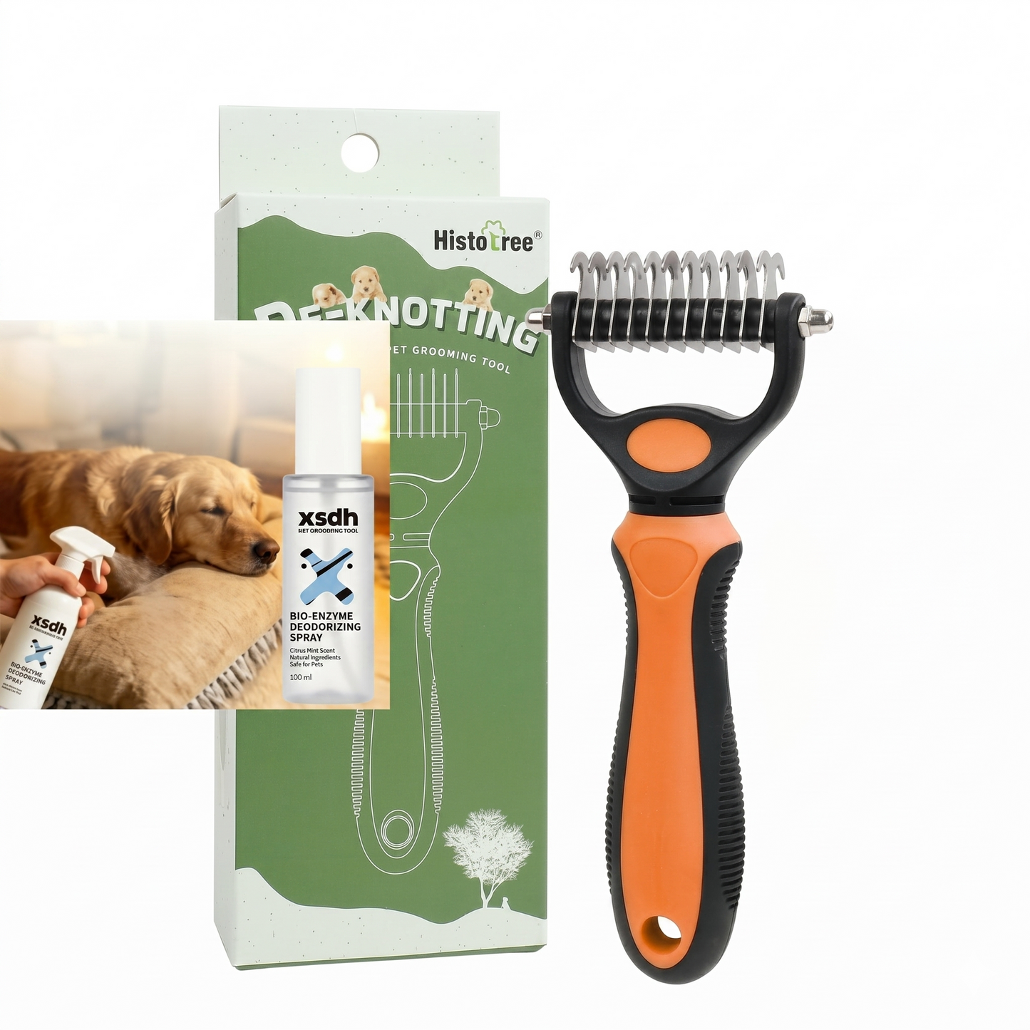 Double-sided pet hair removal brush