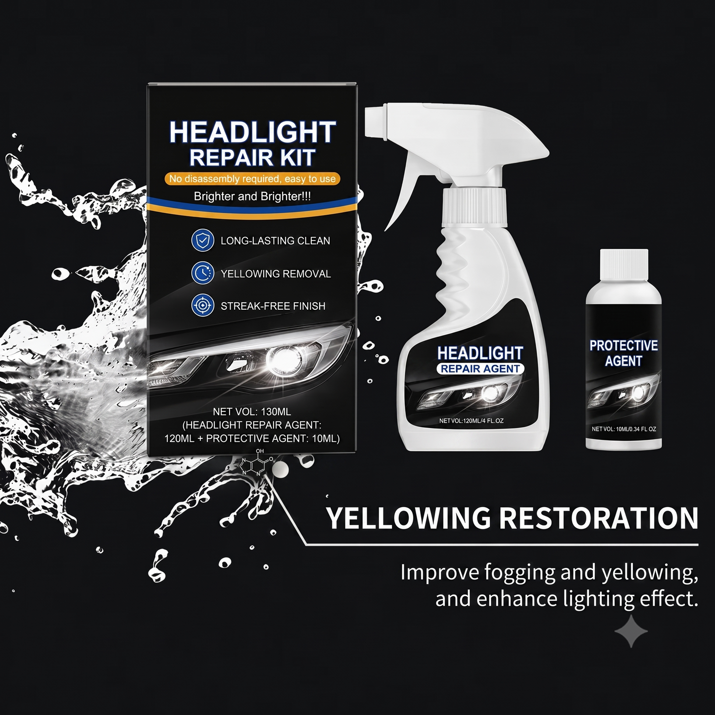 Car headlight restoration kit