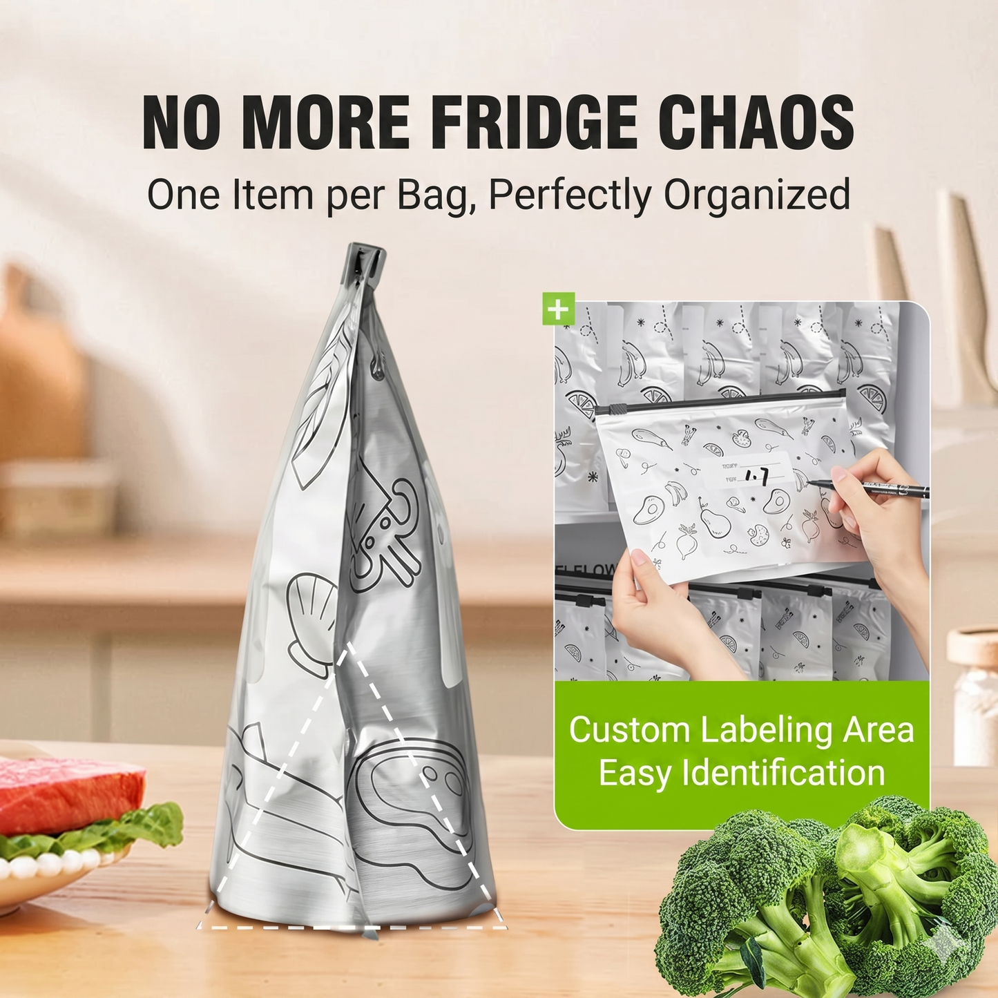 Reusable aluminum foil freshness bags with secure seal – 10 pieces per set