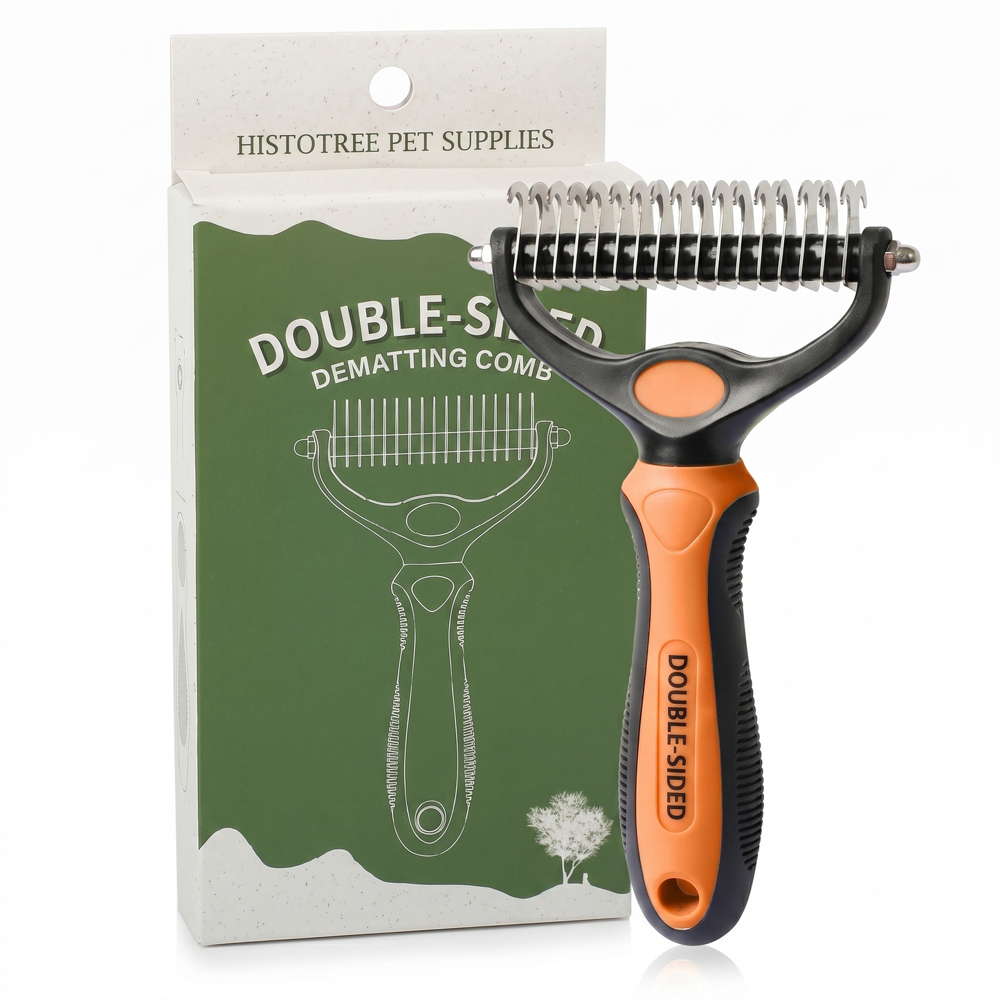 Double-sided pet hair removal brush