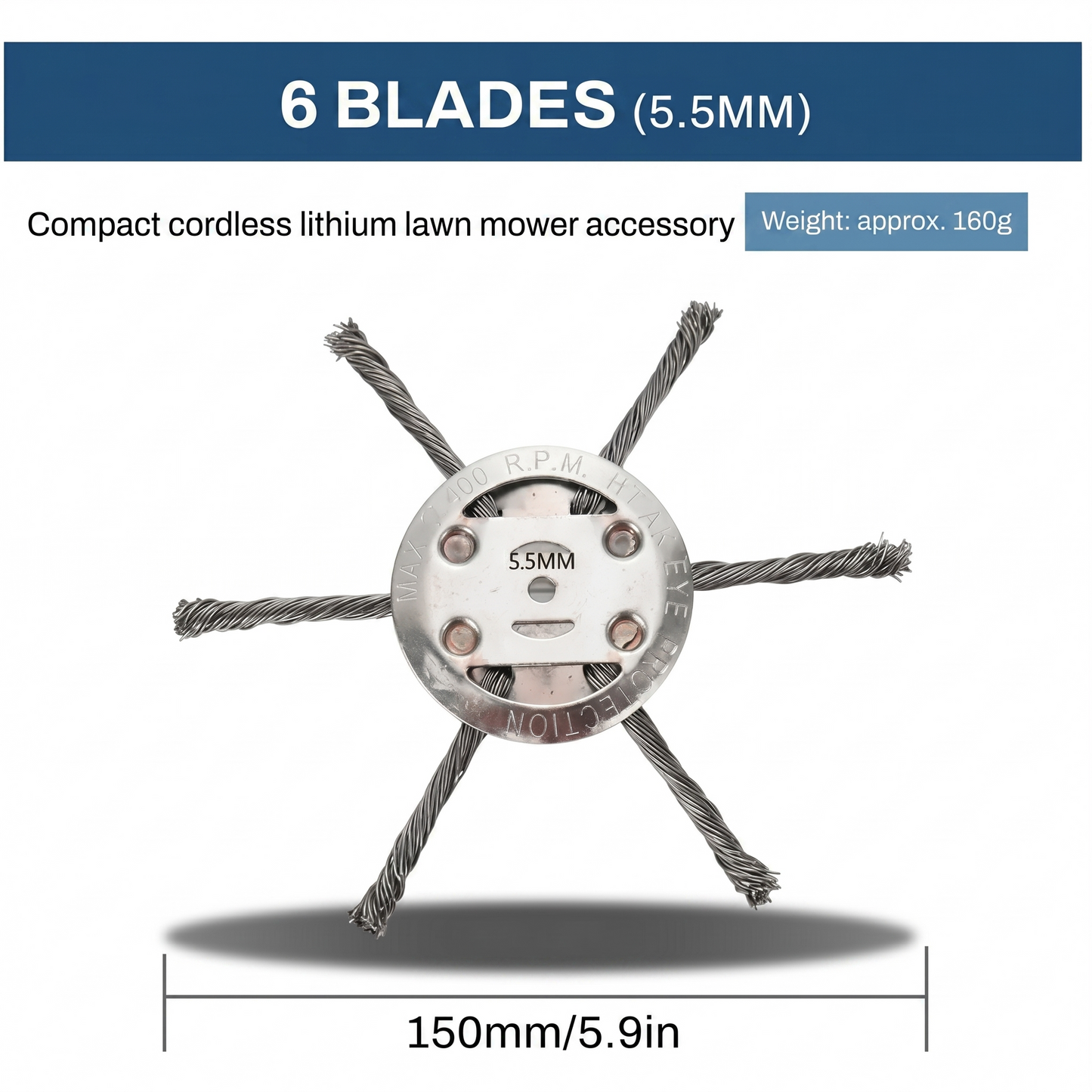 Replacement head for string trimmer - steel wire lawn mower head