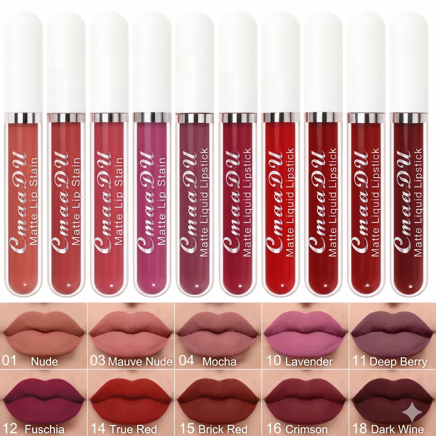 10 Pieces matte, waterproof and long-lasting lip gloss