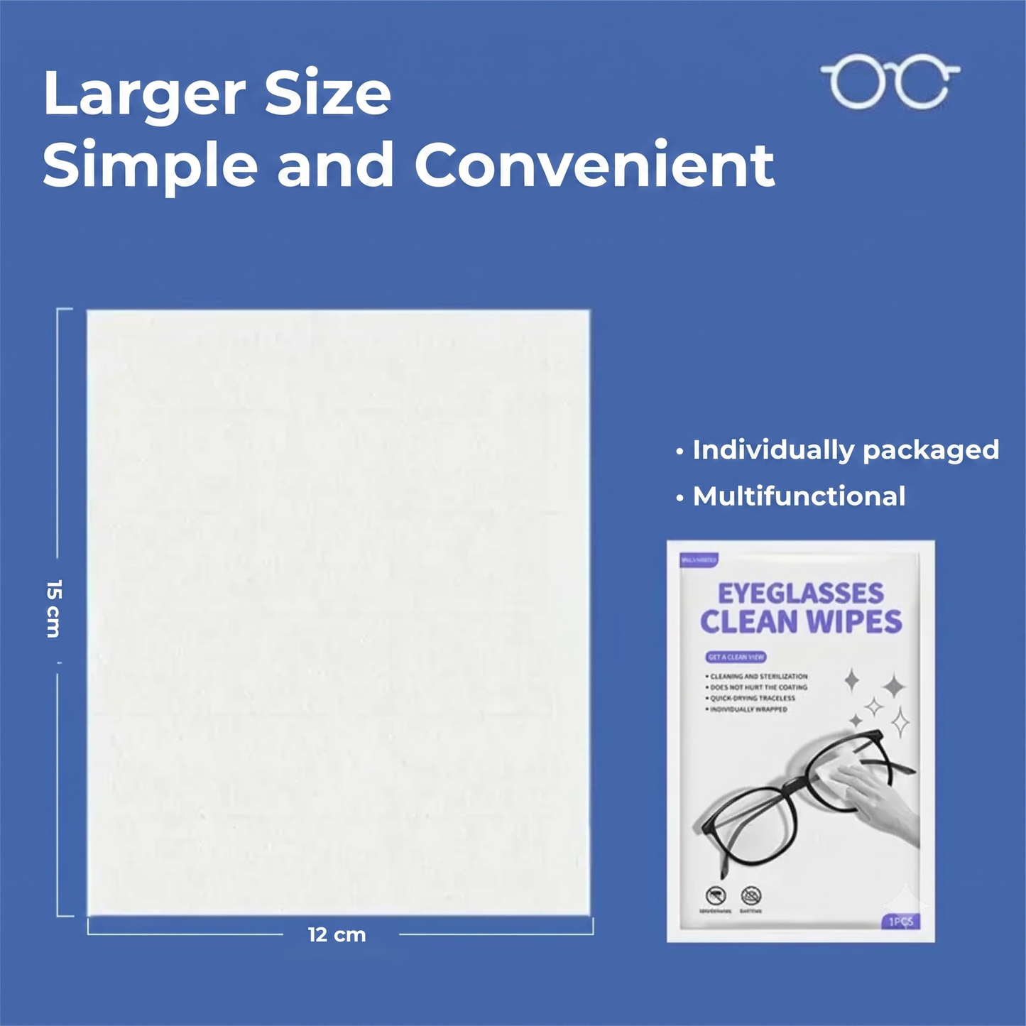 Anti-fog cleaning wipes for glasses (100 pieces)