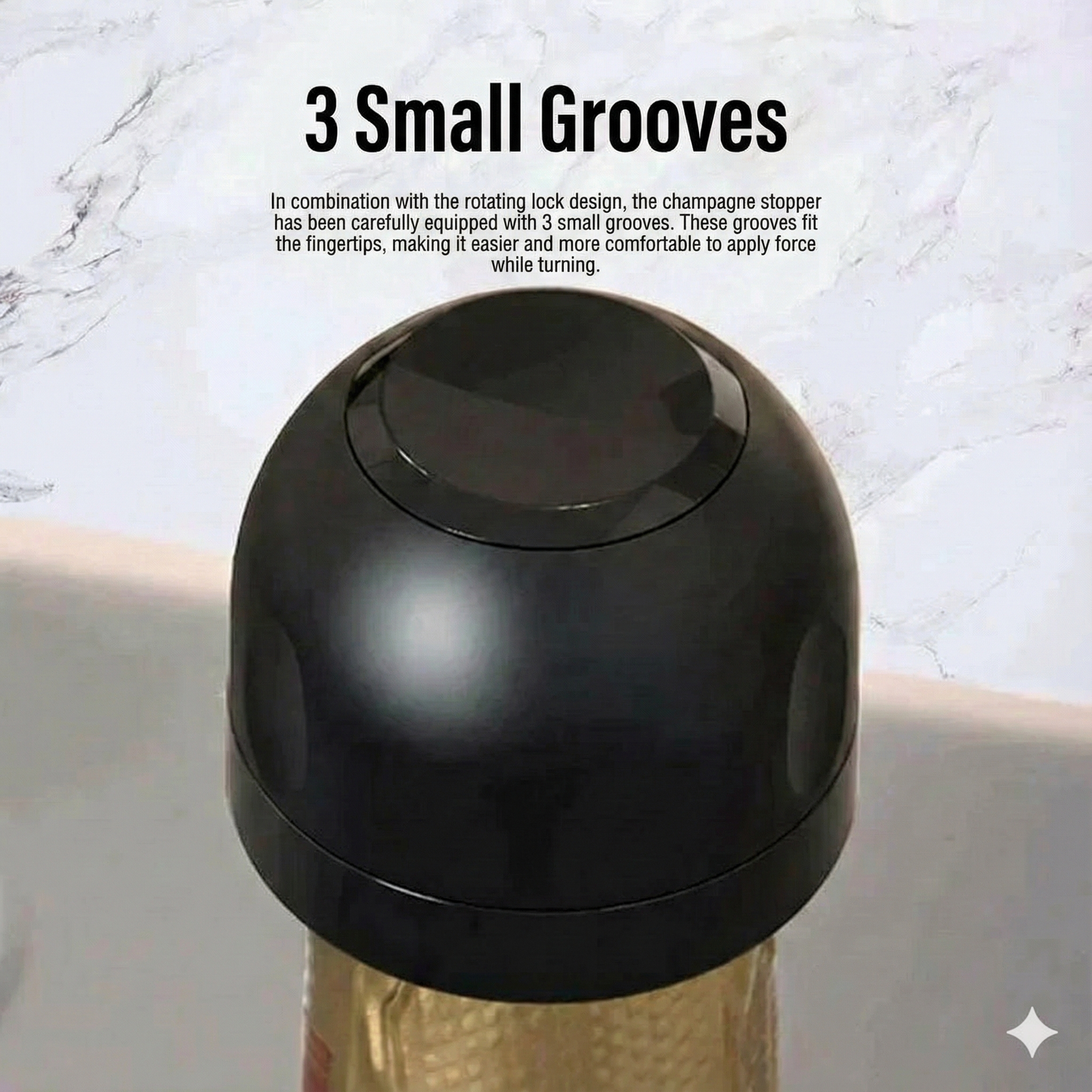 Silicone seal for wine/champagne bottles