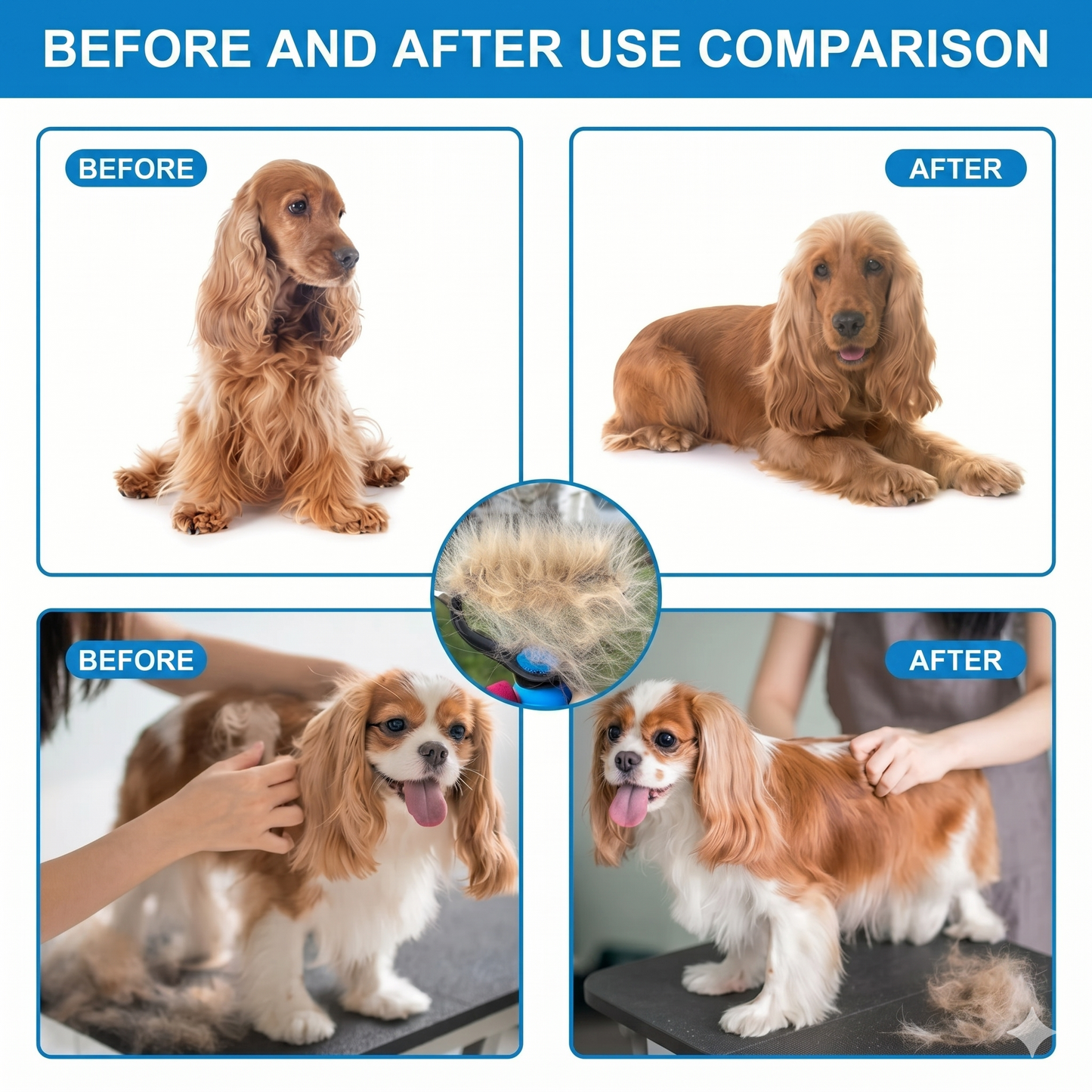 Double-sided pet hair removal brush