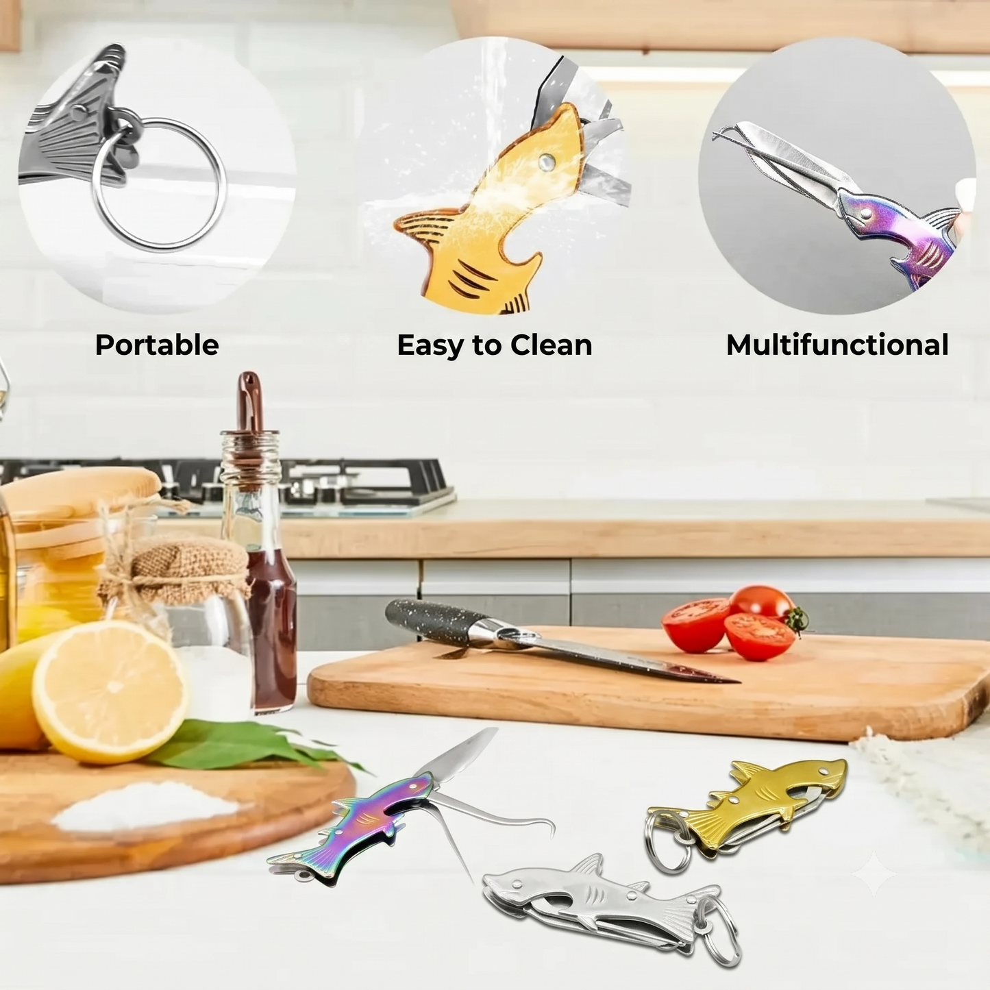 Shark 3-in-1 keychain multitool
