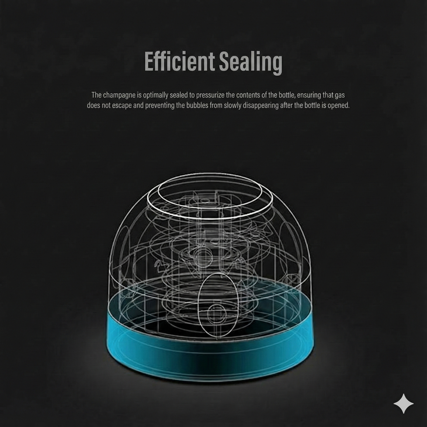 Silicone seal for wine/champagne bottles