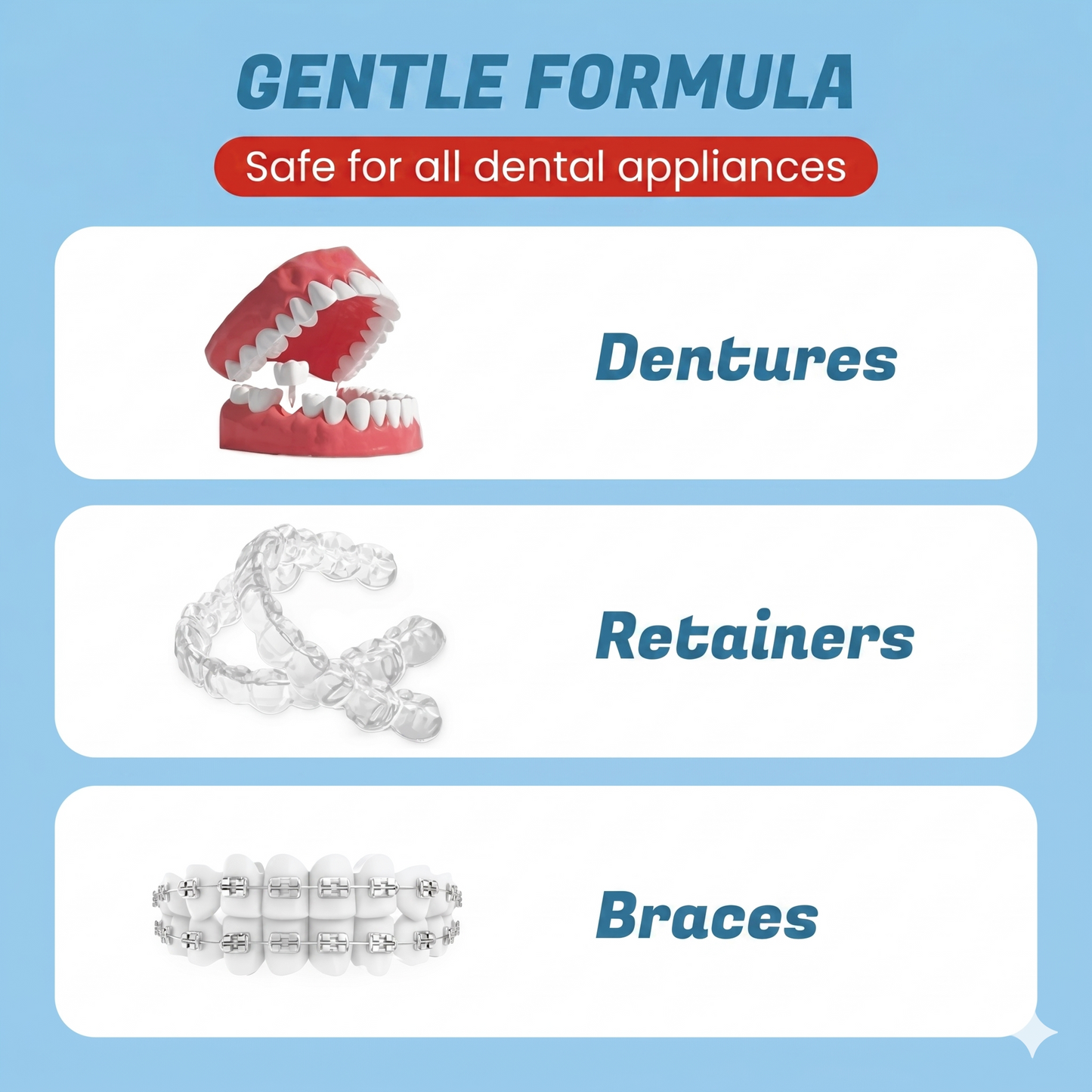 Cleaning tablets for braces against odor and stains (10 pieces per set)