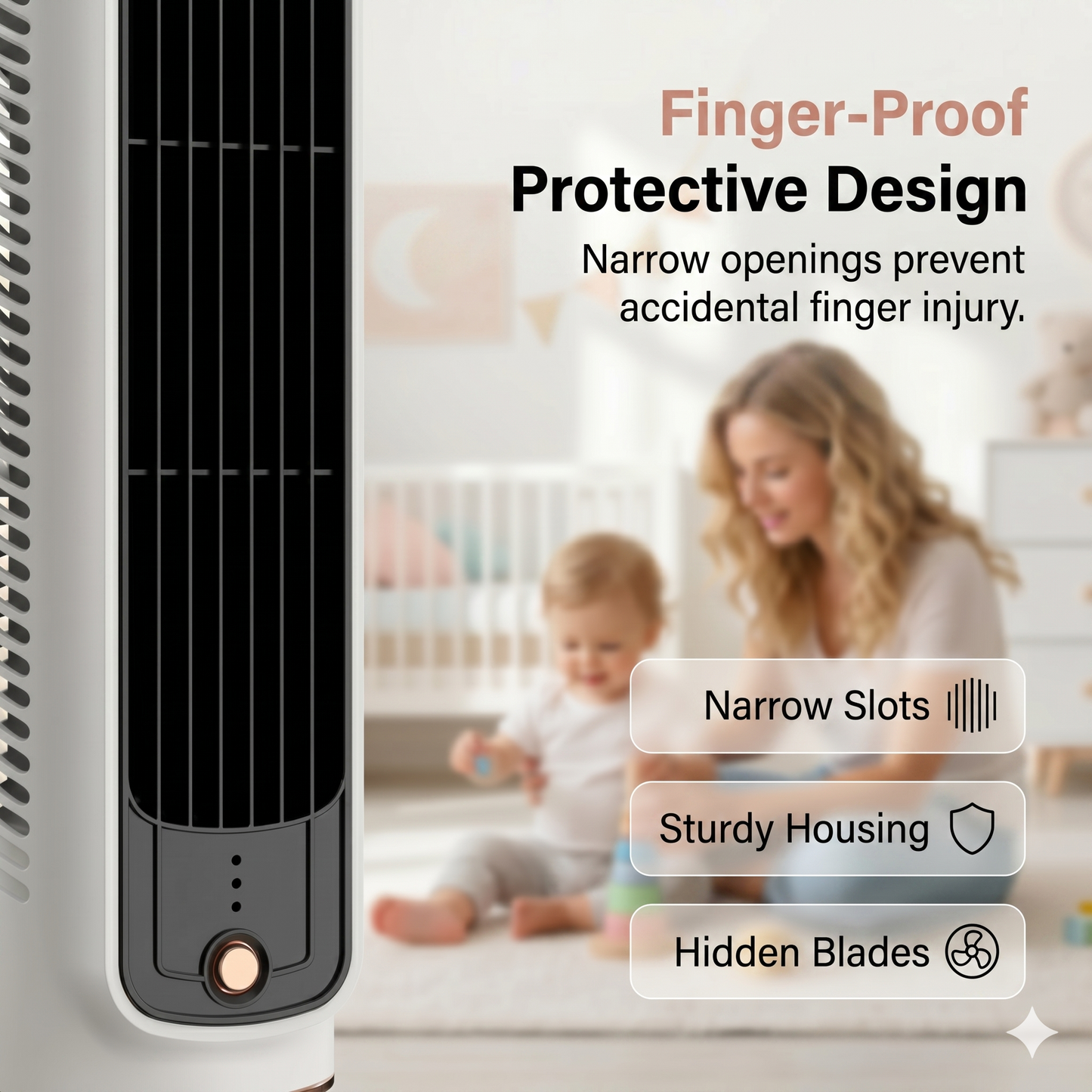 Portable USB tower fan with 3 speeds