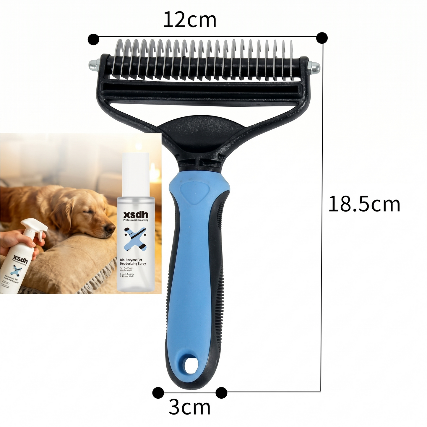 Double-sided pet hair removal brush