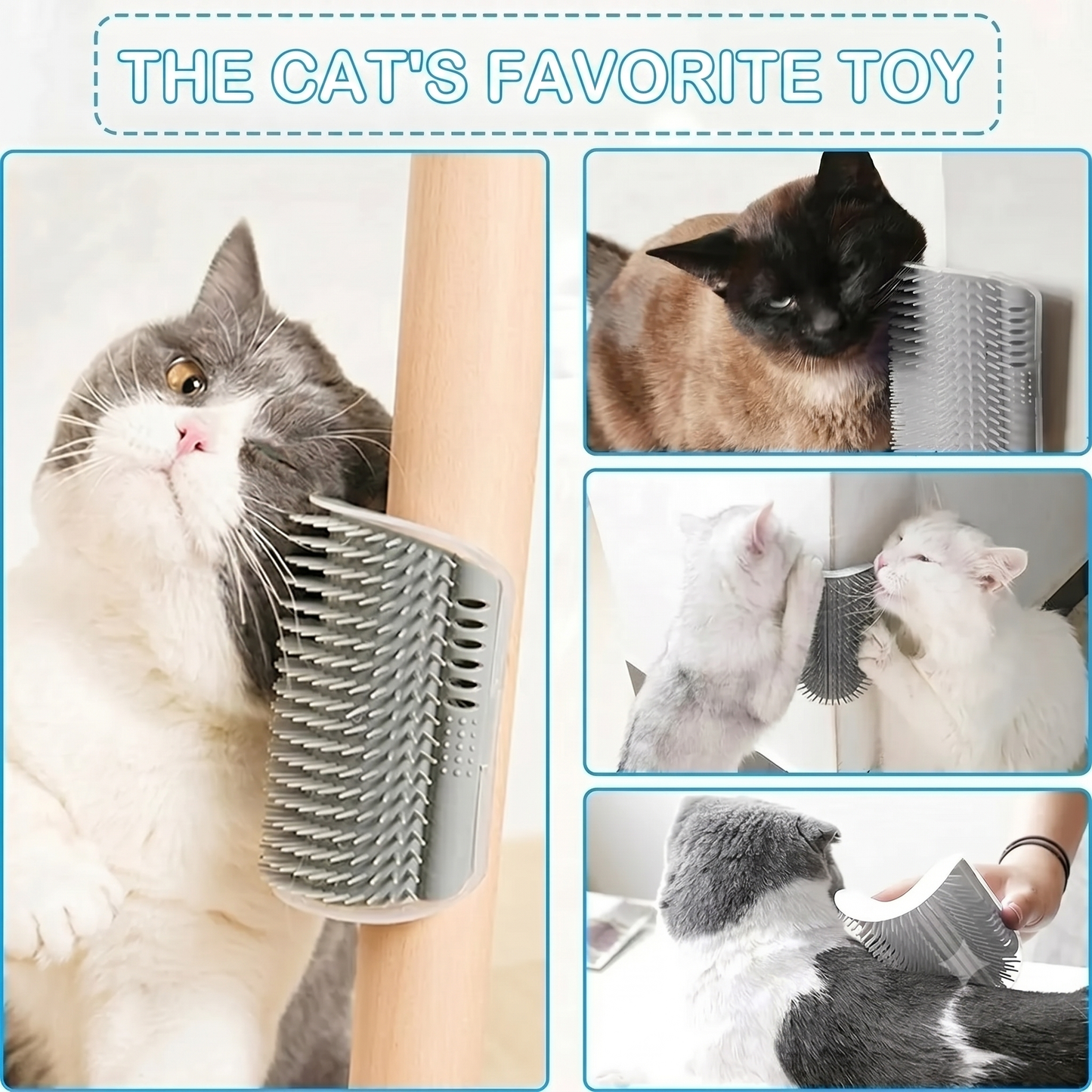 Self-cleaning cat massage brush for corners