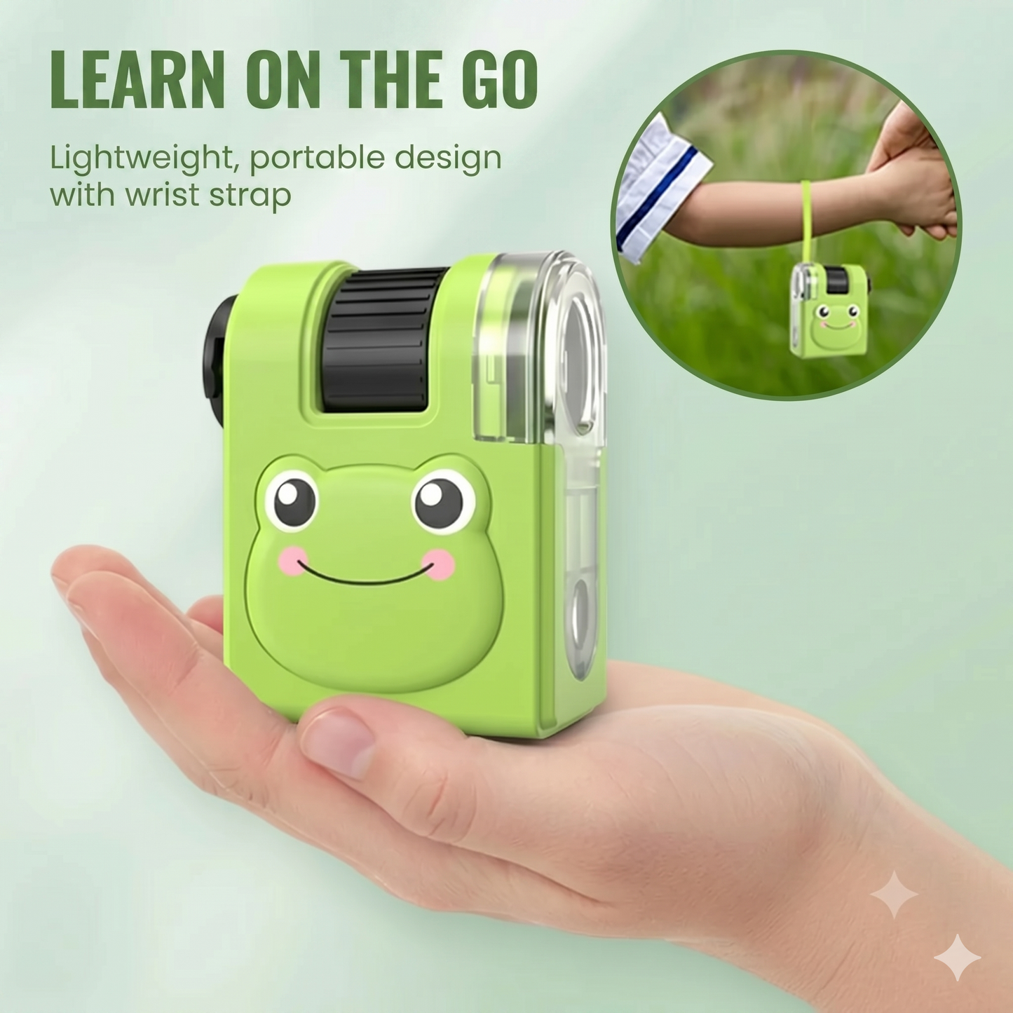 Portable educational microscope with phone holder for kids