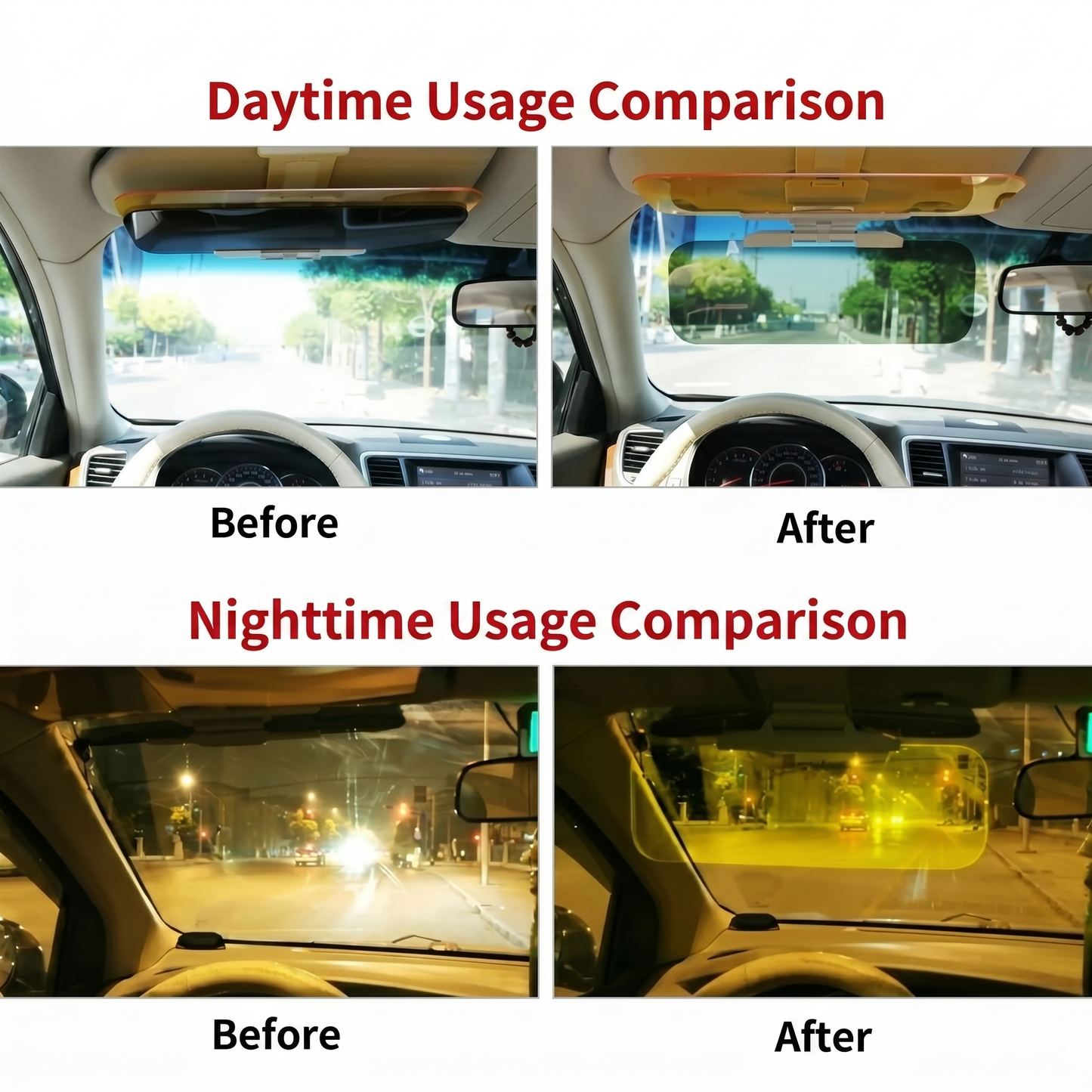 Clip-on anti-glare car visor