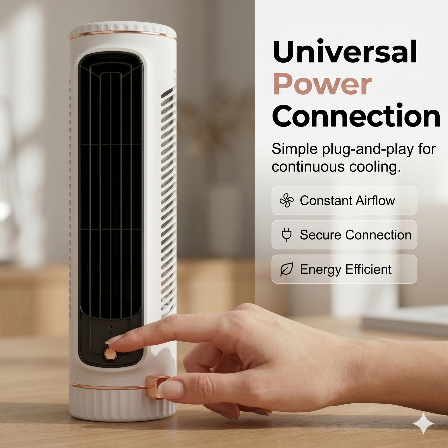 Portable USB tower fan with 3 speeds