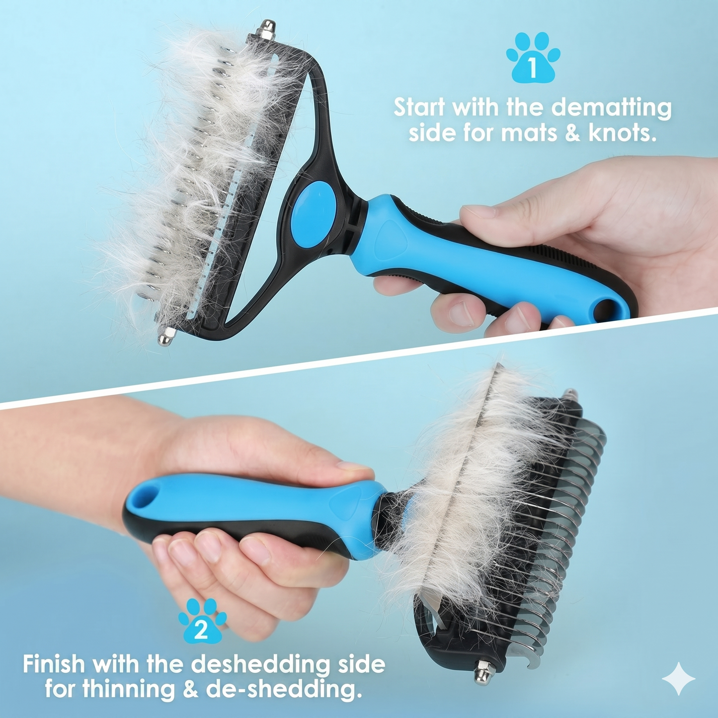 Double-sided pet hair removal brush