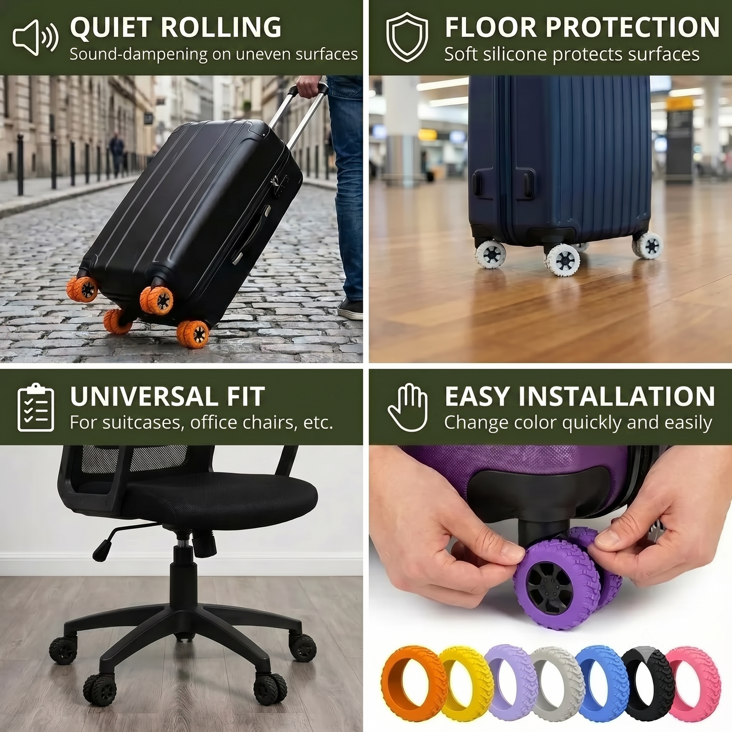 Luggage wheel protectors
