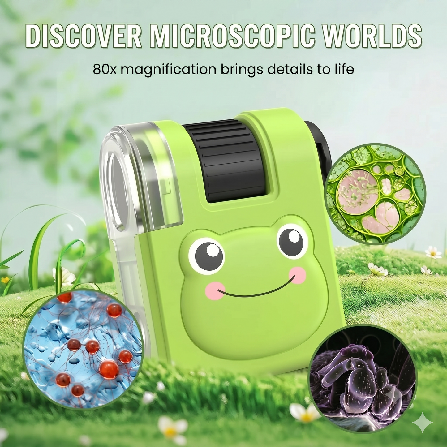 Portable educational microscope with phone holder for kids