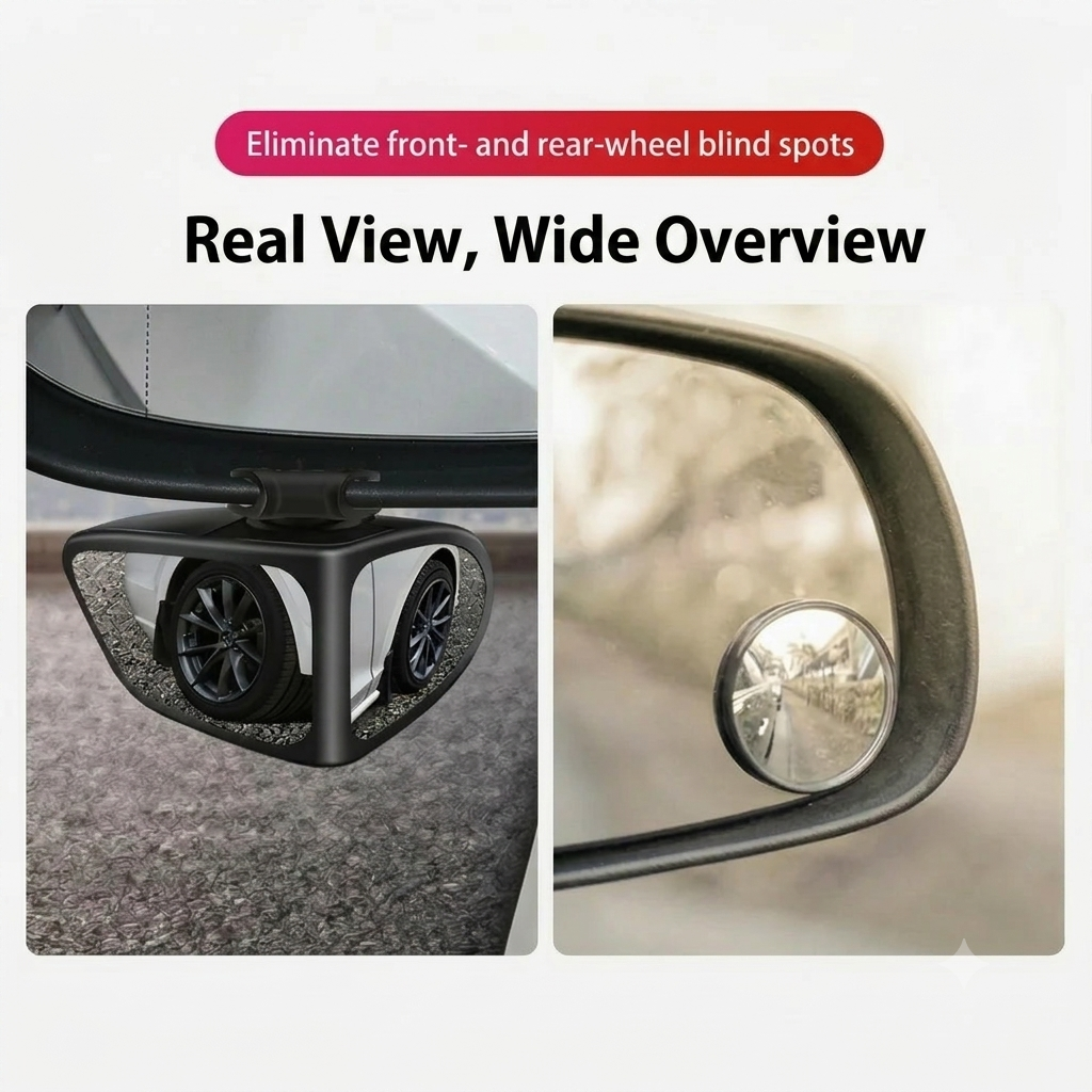 Double-lens mirror with 360° adjustable blind spot view