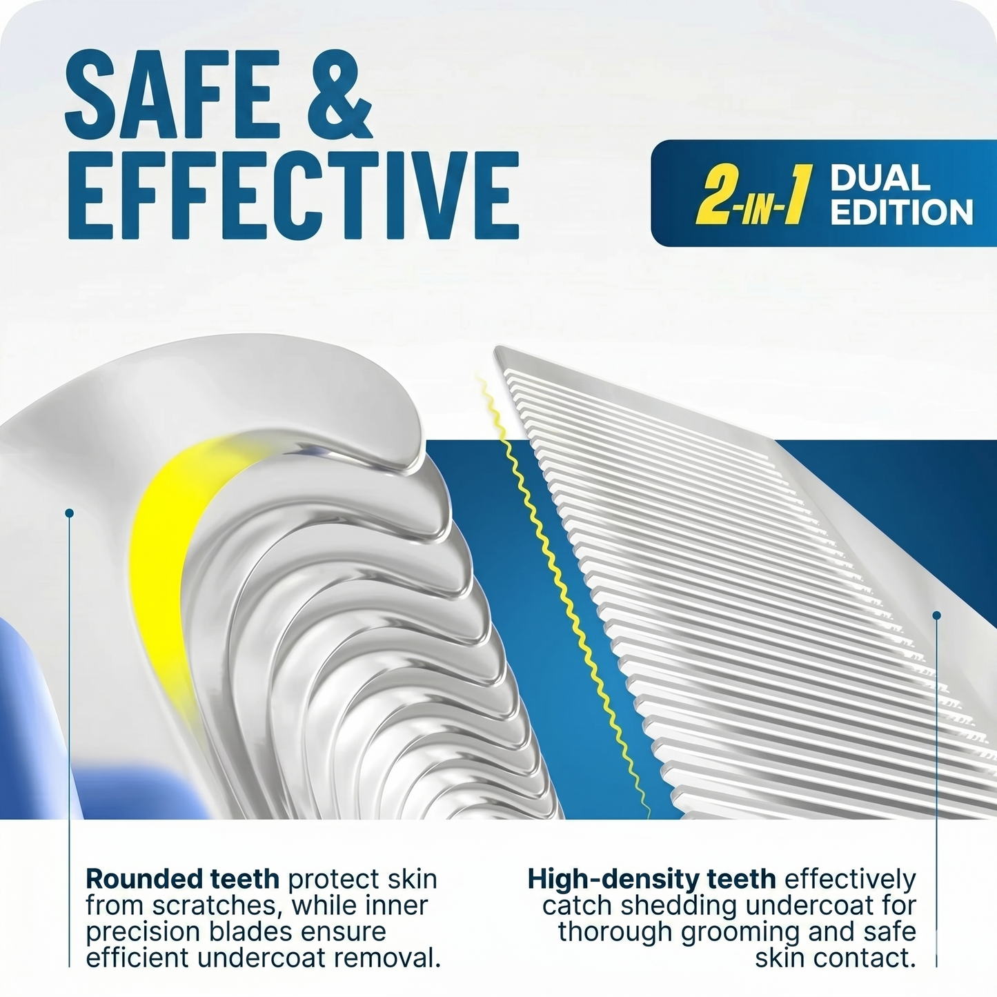 Double-sided pet hair removal brush
