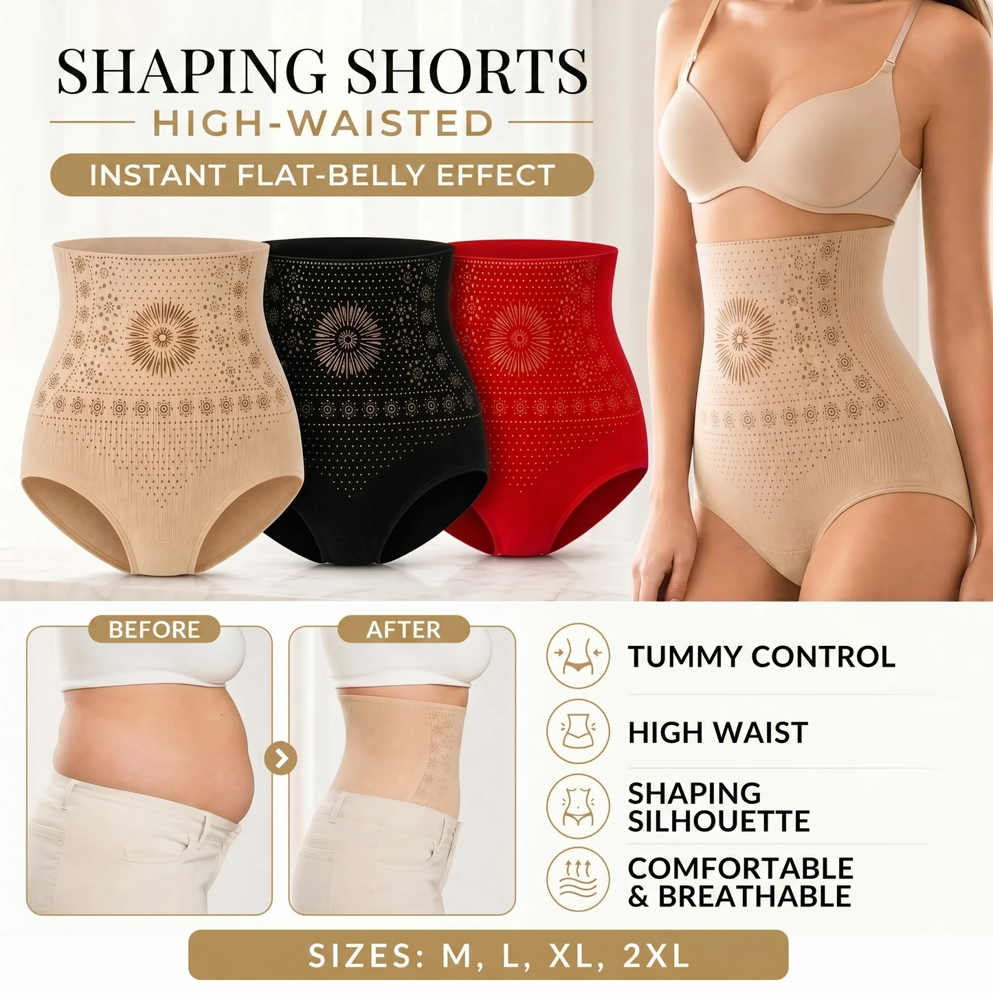 High-waisted shaping shorts