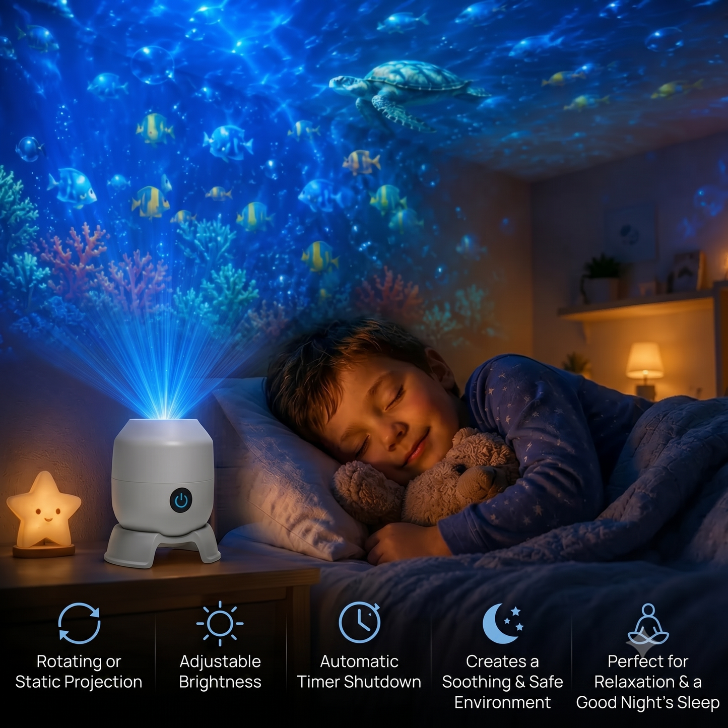 OceanWave ocean projector with rotating LED lighting