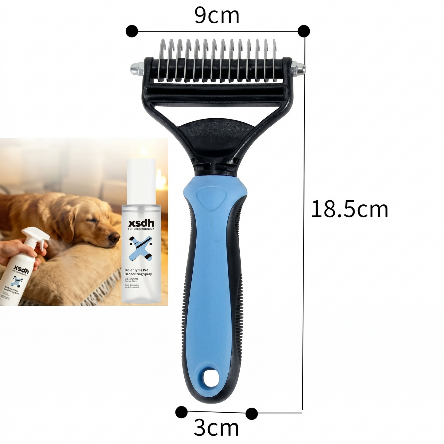 Double-sided pet hair removal brush