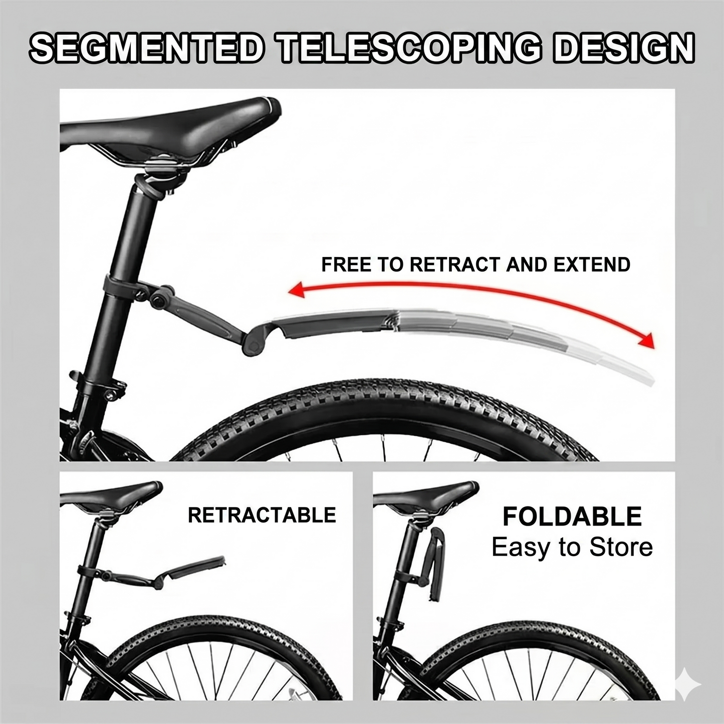 Retractable and adjustable fender set for bicycles