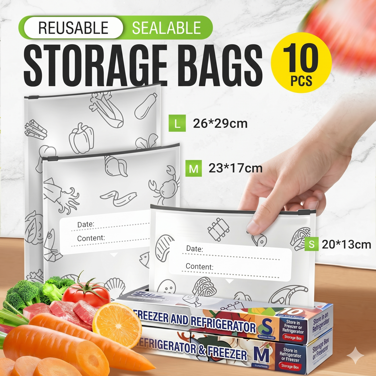 Reusable aluminum foil freshness bags with secure seal – 10 pieces per set