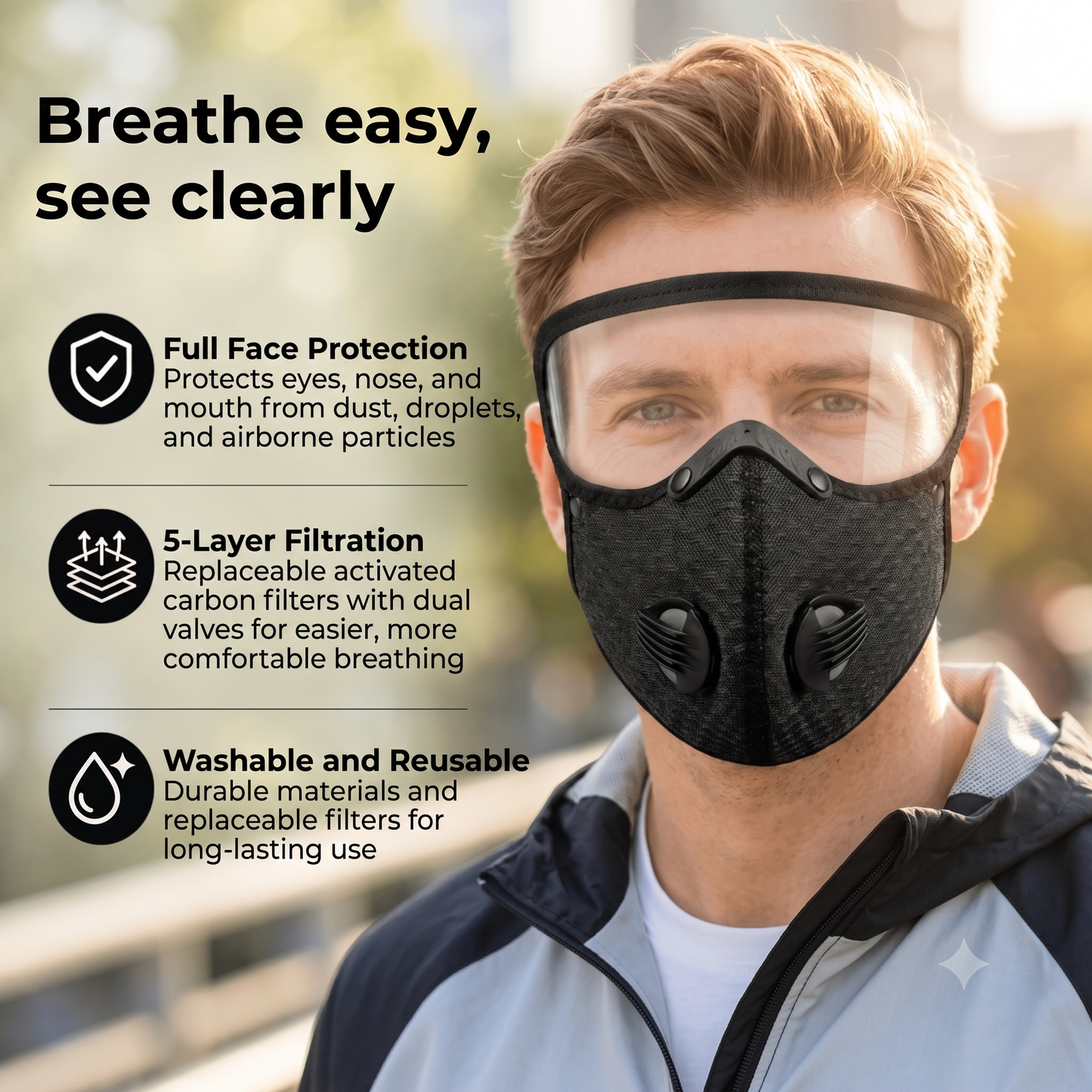 Face mask with carbon filter